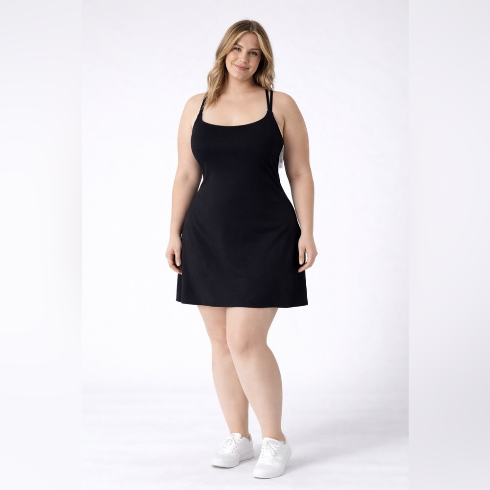 GlowMode FeatherFit Air Black Athletic Dress XL Built-In Shorts Romper Mini NWT